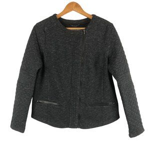 Ruff Hewn Women's Size Medium Dark Grey Asymmetrical Zip Quilted Moto Jacket